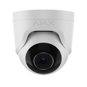 Caméra IP Ajax TurretCam 8 MP, tourelle, IR intelligent et IA intégrée, objectif fixe 2,8 mm, blanc