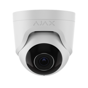 Caméra IP Ajax TurretCam 5 MP, tourelle, IR intelligent et IA intégrée, objectif fixe 2,8 mm, blanc