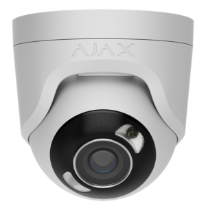 Caméra IP Ajax TurretCam 8 MP, tourelle, éclairage hybride et IA intégrée, objectif fixe 2,8 mm, blanc