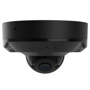 Caméra IP Ajax DomeCam 8 MP, dôme anti-vandale, éclairage hybride et IA intégrée, objectif fixe 4,0 mm, noir